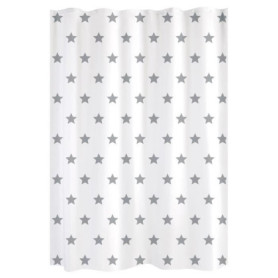 GELCO DESIGN Rideau de douche - 180x200 cm - Motif étoile - Blanc et gri