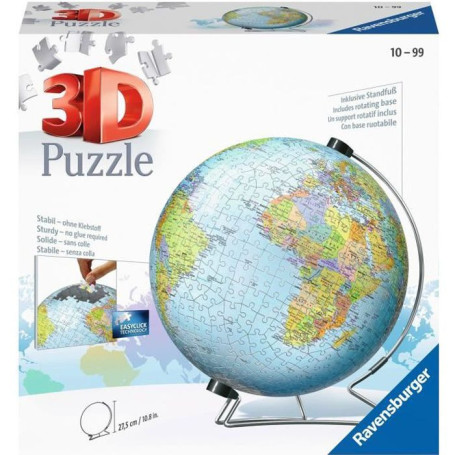 Puzzle 3D Globe 540 pieces - Ravensburger - Puzzle enfant 3D éducatif - 58,99 €