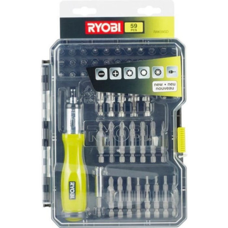 Coffret RYOBI 59 accessoires de vissage-boulonnage avec tournevis a cliq 33,99 €