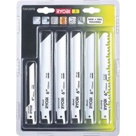 Pack de 6 lames scie sabre RYOBI OnePlus universelles bois et métal 100/ 25,99 €