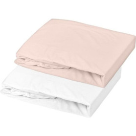 DOMIVA Lot 2 Draps housse Uni - Jersey - oeko-Tex - Blanc/Nude - 70 x 14 27,99 €