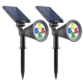 LUMISKY Pack de 2 Spots solaires extérieur étanches - 4 LEDs colorées - 50,99 €