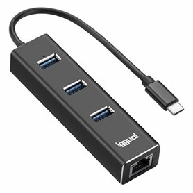 Hub USB 3 Ports iggual IGG317709 Noir 36,99 €