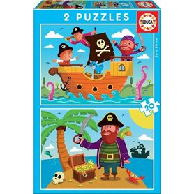 Set de 2 Puzzles Educa 20 Pièces Pirates 22,99 €