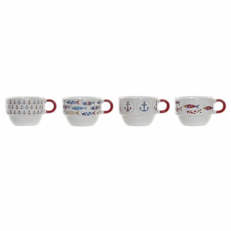 Ensemble de tasses à café DKD Home Decor Rouge Multicouleur Métal Grès 4 29,99 €