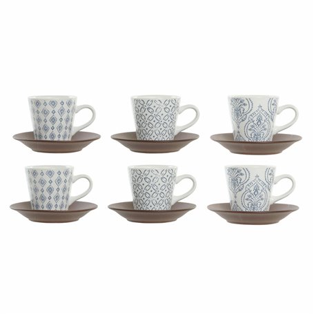 Ensemble de tasses à café DKD Home Decor Bleu Marron Bois d'hévéa Blanc  51,99 €