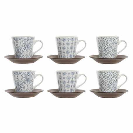 Ensemble de tasses à café DKD Home Decor Bleu Marron Bois d'hévéa Blanc  61,99 €