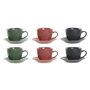 Jeu de 6 tasses avec plat DKD Home Decor Rose Blanc Vert Gris foncé Grès 57,99 €