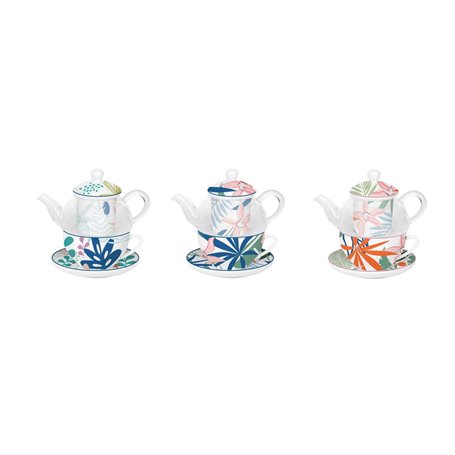 Jeu de Théière DKD Home Decor Verre Porcelaine Bleu Vert (3 Unités) 83,99 €