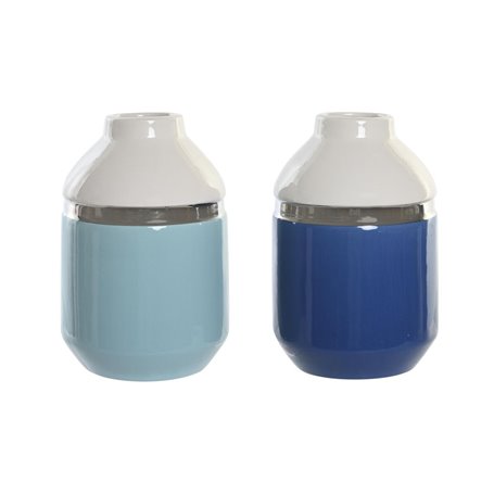 Vase DKD Home Decor 12 x 12 x 18,5 cm Argenté Blanc Bleu ciel Blue marin 55,99 €