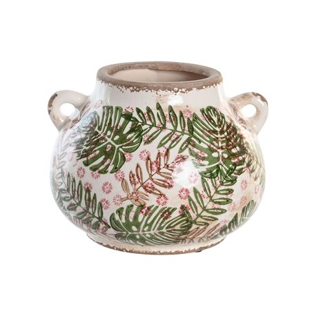 Vase DKD Home Decor 21 x 20 x 16 cm Marron Blanc Vert Grès Tropical Feui 37,99 €