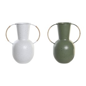 Vase DKD Home Decor 20 x 13 x 24 cm Métal Terre cuite Blanc Vert (2 Unit 51,99 €