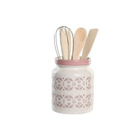 Pot pour ustensiles de cuisine DKD Home Decor Rose Métal Blanc 12 x 12 x 26,99 €