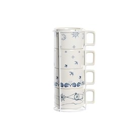 Ensemble de tasses à café DKD Home Decor Bleu Métal Blanc 260 ml 4 Pièce 38,99 €