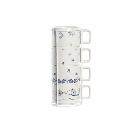 Ensemble de tasses à café DKD Home Decor Bleu Métal Blanc 260 ml 4 Pièce 38,99 €