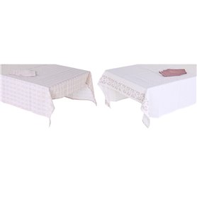 Nappe et serviettes de table DKD Home Decor 150 x 150 x 0,5 cm Rose Blan 89,99 €