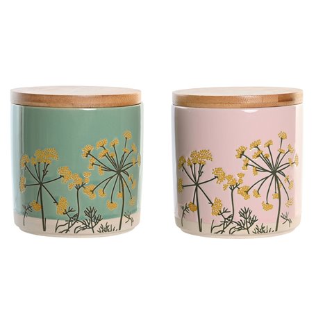 Boîte DKD Home Decor 11,5 x 11,5 x 12 cm Floral Rose Vert Bambou Grès Sh 52,99 €