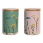 Boîte DKD Home Decor 11,5 x 11,5 x 17,5 cm Floral Rose Vert Bambou Grès  65,99 €