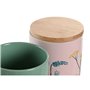 Boîte DKD Home Decor 11,5 x 11,5 x 17,5 cm Floral Rose Vert Bambou Grès  65,99 €