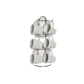 Lot de tasses avec soucoupes DKD Home Decor Métal Blanc Grès 180 ml 55,99 €