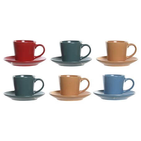 Lot de tasses avec soucoupes DKD Home Decor Rouge Bleu Vert Jaune Grès 1 56,99 €