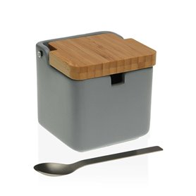 Sucrier Versa Gris Céramique Acier Bambou Dolomite (8,5 x 8,7 x 8,5 cm) 31,99 €