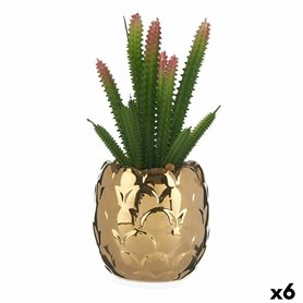 Plante décorative Céramique Doré Cactus Vert Plastique 6 Unités 80,99 €