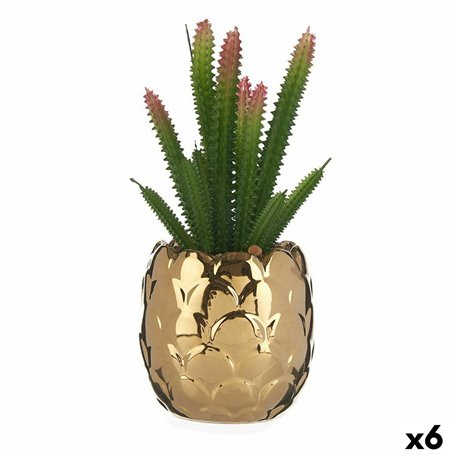 Plante décorative Céramique Doré Cactus Vert Plastique 6 Unités 80,99 €