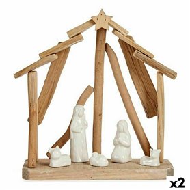 Crèche de Noël Céramique Marron Blanc 2 Unités 25 x 28 x 10 cm Naturel B 79,99 €