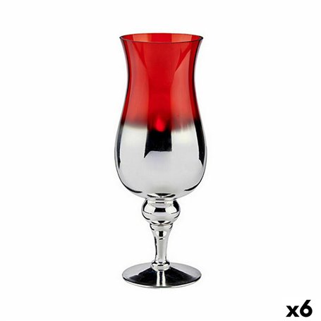 Bougeoir Verre Rouge Argenté 13 x 35 x 13 cm (6 Unités) 134,99 €