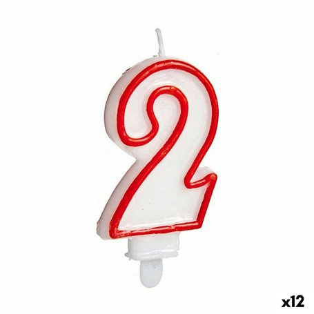 Bougie Anniversaire Numéro 2 Rouge Blanc (12 Unités) 20,99 €