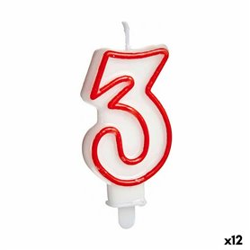 Bougie Anniversaire Numéro 3 Rouge Blanc (12 Unités) 20,99 €