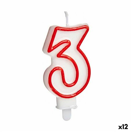 Bougie Anniversaire Numéro 3 Rouge Blanc (12 Unités) 20,99 €