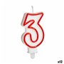 Bougie Anniversaire Numéro 3 Rouge Blanc (12 Unités) 20,99 €