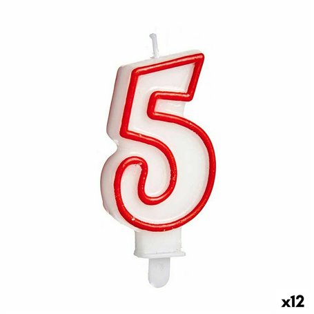 Bougie Anniversaire Numéro 5 Rouge Blanc (12 Unités) 20,99 €