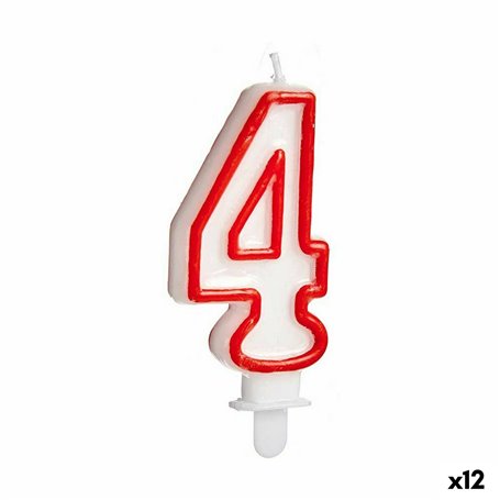 Bougie Anniversaire Numéro 4 Rouge Blanc (12 Unités) 20,99 €