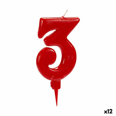 Bougie Rouge Anniversaire Numéro 3 (12 Unités) 60,99 €