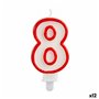 Bougie Anniversaire Numéro 8 Rouge Blanc (12 Unités) 20,99 €