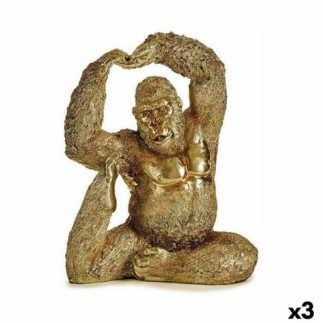 Figurine Décorative Yoga Gorille Doré 14 x 30 x 25,5 cm (3 Unités) 161,99 €