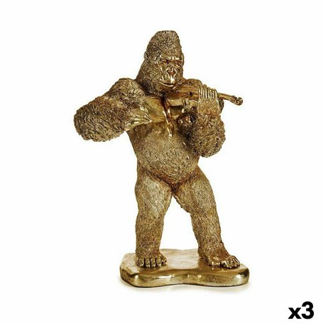 Figurine Décorative Gorille Violon Doré 16 x 40 x 30 cm (3 Unités) 229,99 €