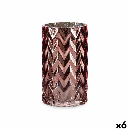 Vase Taillé Epis Rose Verre 11,3 x 19,5 x 11,3 cm (6 Unités) 110,99 €