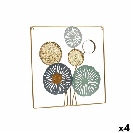 Décoration murale Multicouleur Fleurs Miroir Métal Verre 45 x 45 x 2 cm  102,99 €