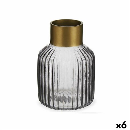 Vase Rayures Gris Doré verre 12 x 18 x 12 cm (6 Unités) 107,99 €