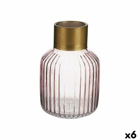 Vase Rayures Rose Doré verre 12 x 18 x 12 cm (6 Unités) 107,99 €