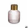 Vase Rayures Rose Doré verre 12 x 18 x 12 cm (6 Unités) 107,99 €