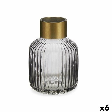 Vase Rayures Gris Doré verre 14,5 x 22 x 14,5 cm (6 Unités) 140,99 €