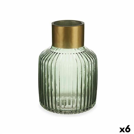 Vase Rayures Vert Doré verre 14,5 x 22 x 14,5 cm (6 Unités) 140,99 €