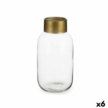 Vase Transparent Doré verre 11,5 x 24 x 11,5 cm (6 Unités) 121,99 €