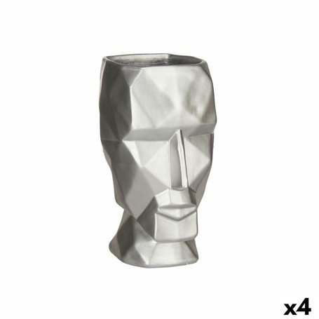 Vase 3D Visage Argenté Polyrésine 12 x 24,5 x 16 cm (4 Unités) 138,99 €