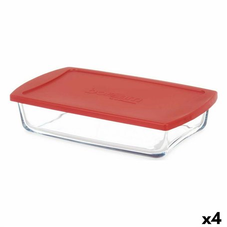 Boîte à lunch Borcam Rouge Transparent Verre Borosilicaté 1,3 L (4 Unité 63,99 €